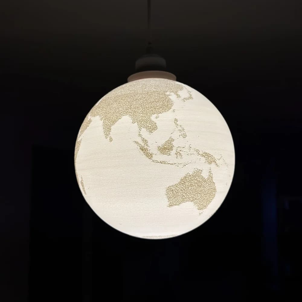 Litofanía esférica de la Tierra - Techo - 220mm - Sin soportes - E27 — Imagen 1