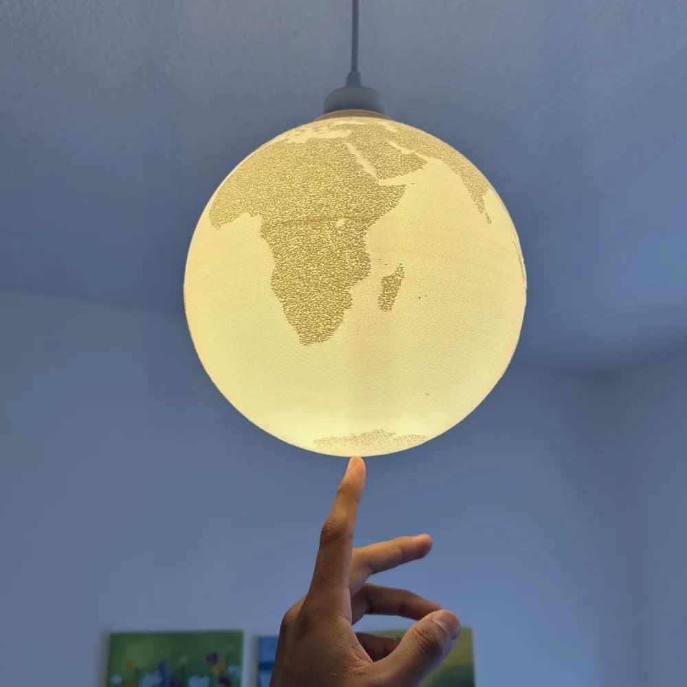 Litofanía esférica de la Tierra - Techo - 220mm - Sin soportes - E27 — Imagen 2